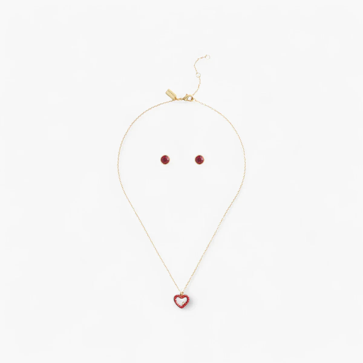 Ensemble de bijoux collier et boucles d'oreilles pendentif coeur pavé