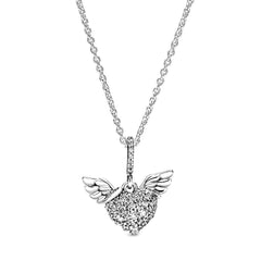 Collier PND Pavé Coeur et Ailes d'Ange 398505C01