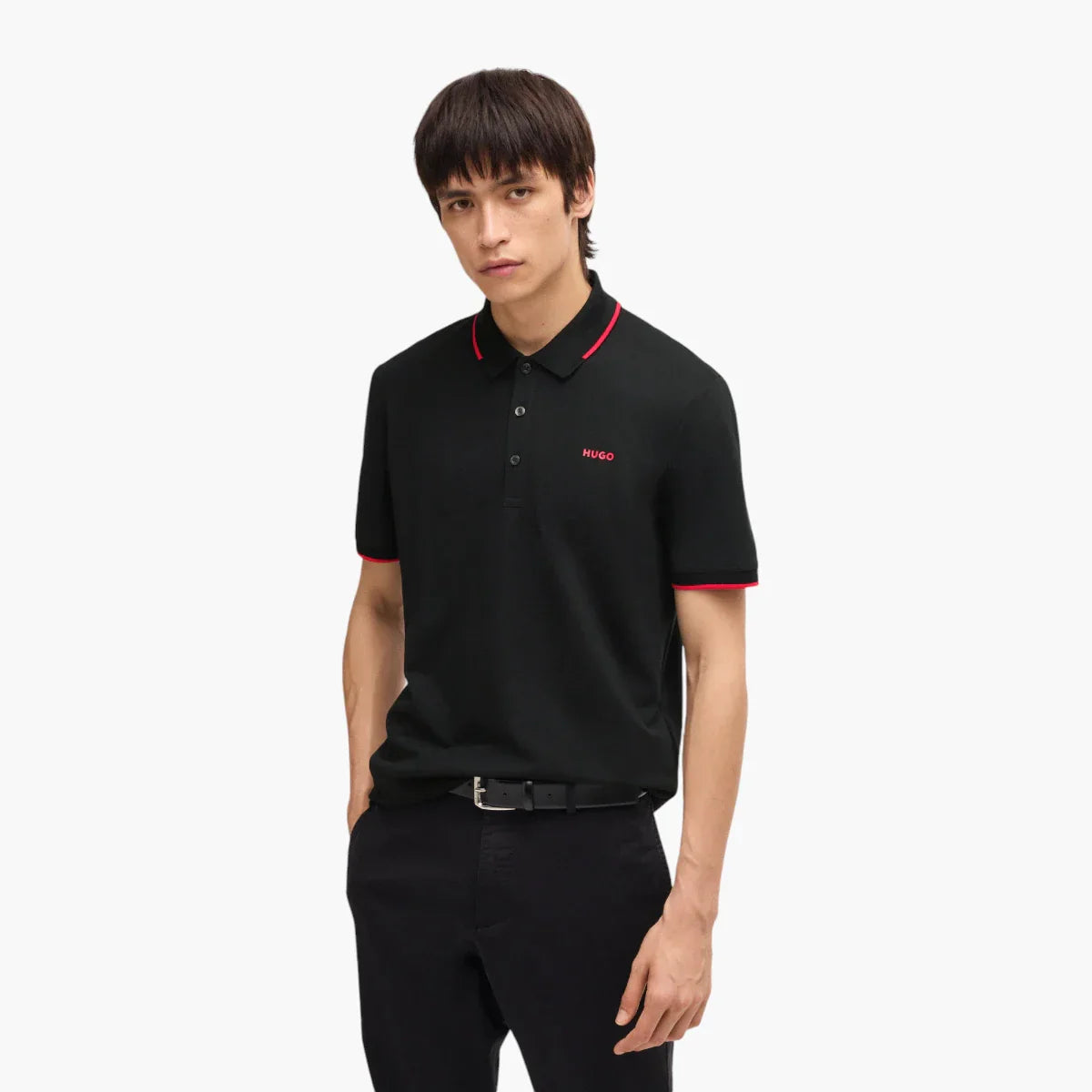 Slim-Fit-Poloshirt aus Stretch-Baumwolle mit aufgedrucktem Logo