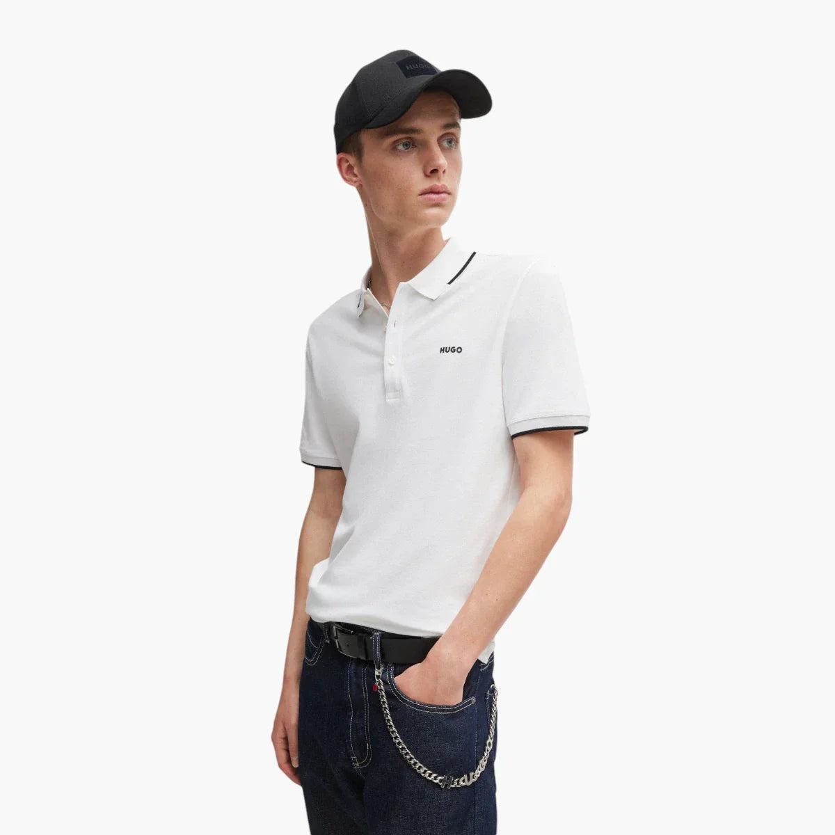 Slim-Fit-Poloshirt aus Stretch-Baumwolle mit aufgedrucktem Logo