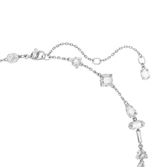 Mesmera Y necklace, Mixed cuts, White, Rhodium plated