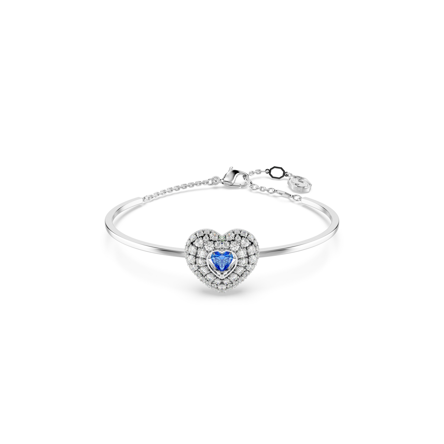 Hyperbola bangle, Heart, Blue, Rhodium plated