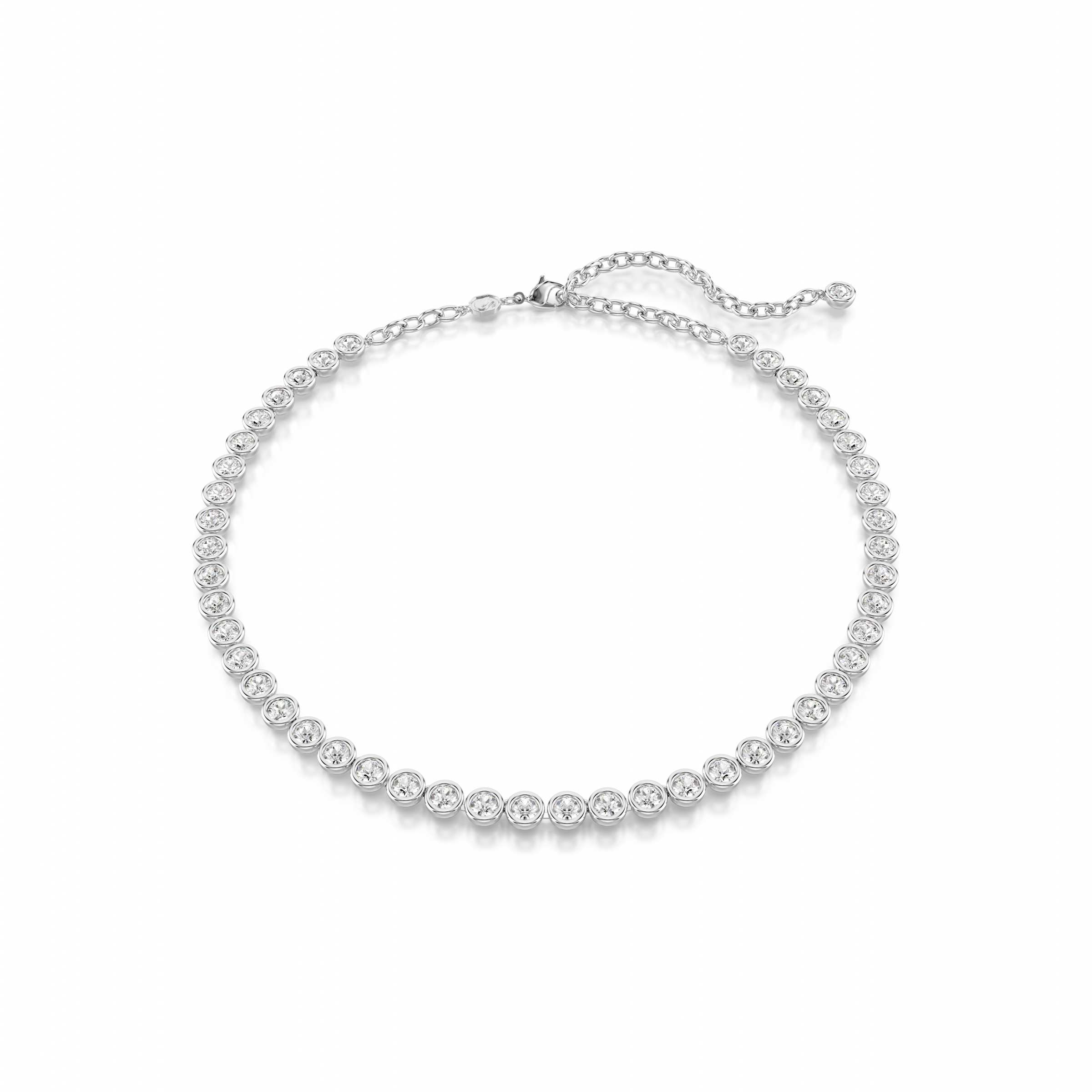 Collier Imber Tennis, Coupe ronde, Blanc, Métal rhodié