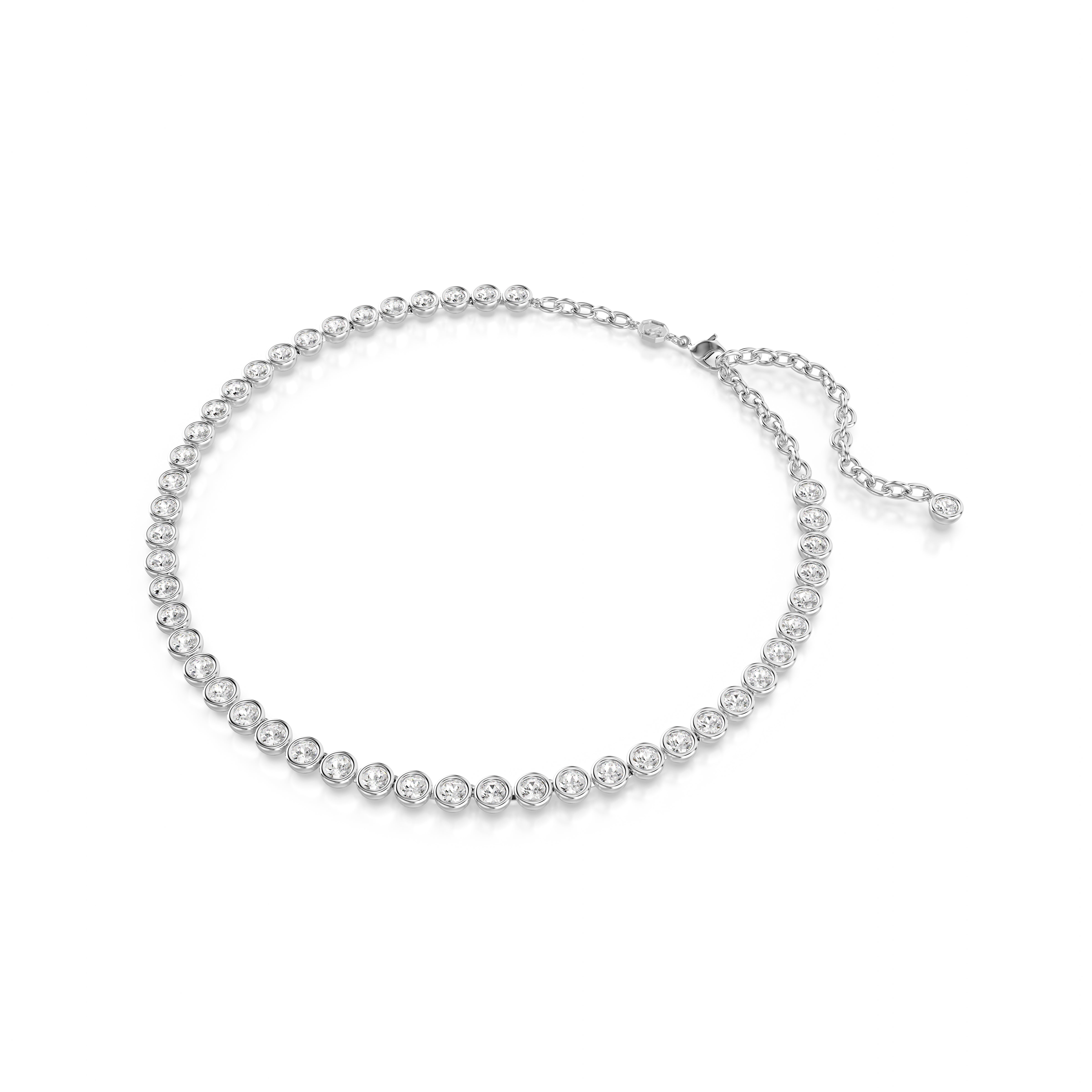 Collier Imber Tennis, Coupe ronde, Blanc, Métal rhodié