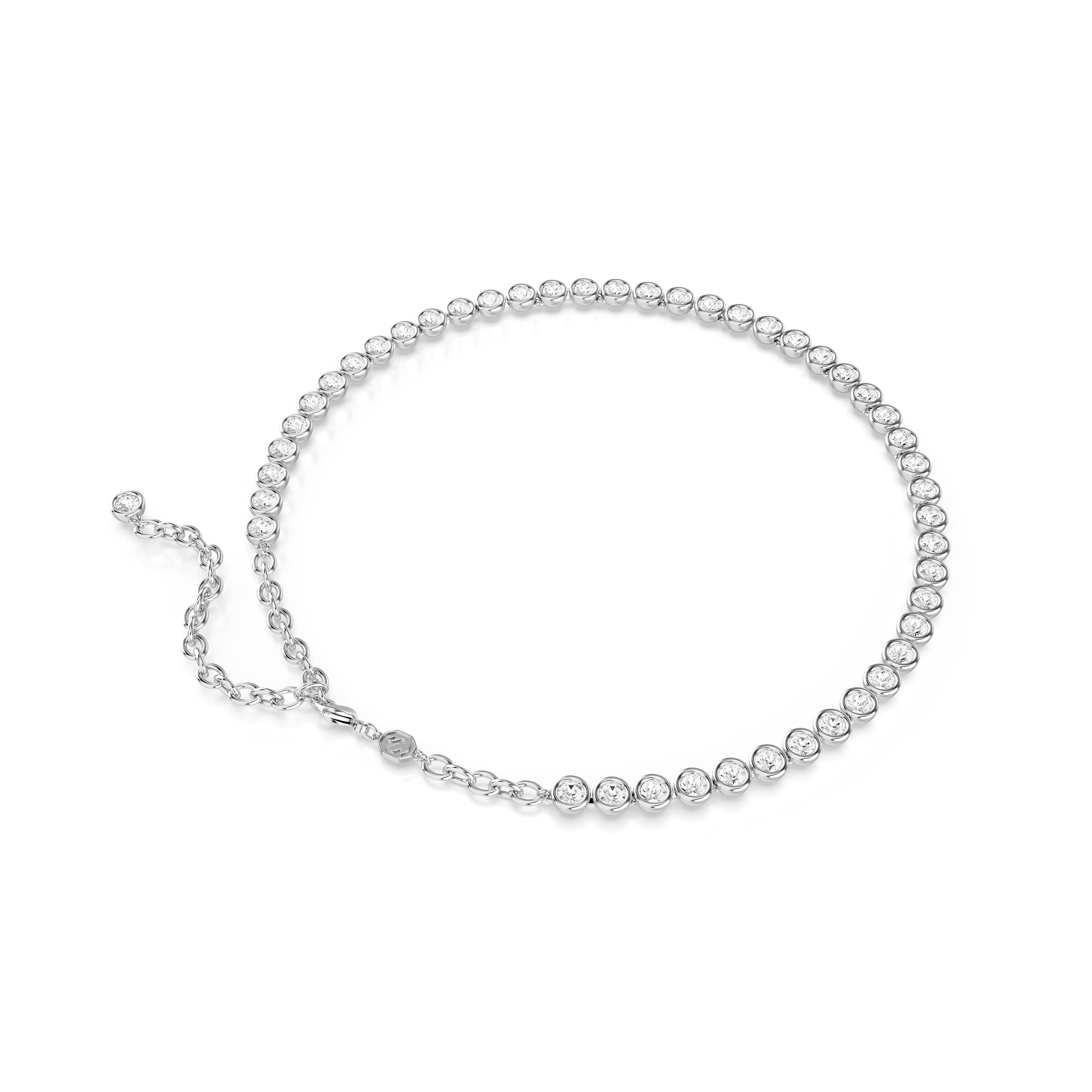 Collier Imber Tennis, Coupe ronde, Blanc, Métal rhodié