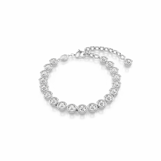 Imber Tennis bracelet, Round cut, White, Rhodium plated