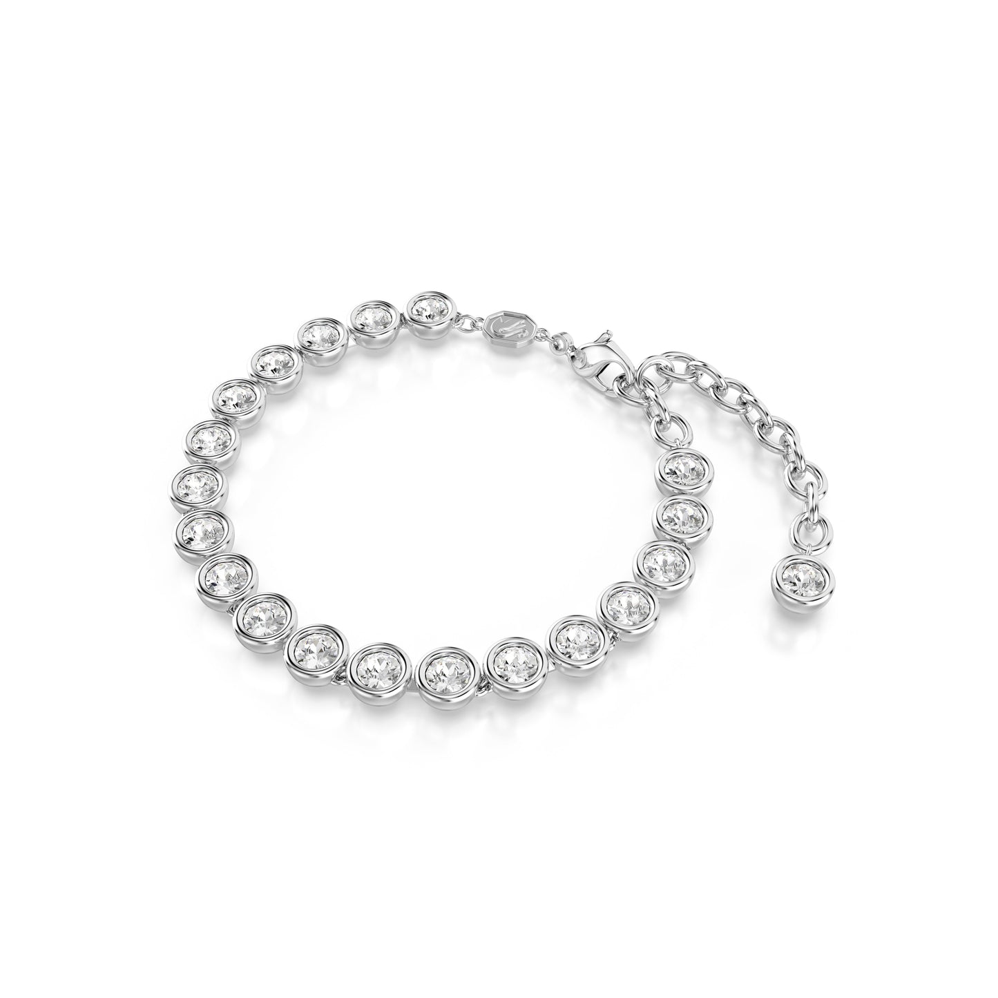 Imber Tennis bracelet, Round cut, White, Rhodium plated