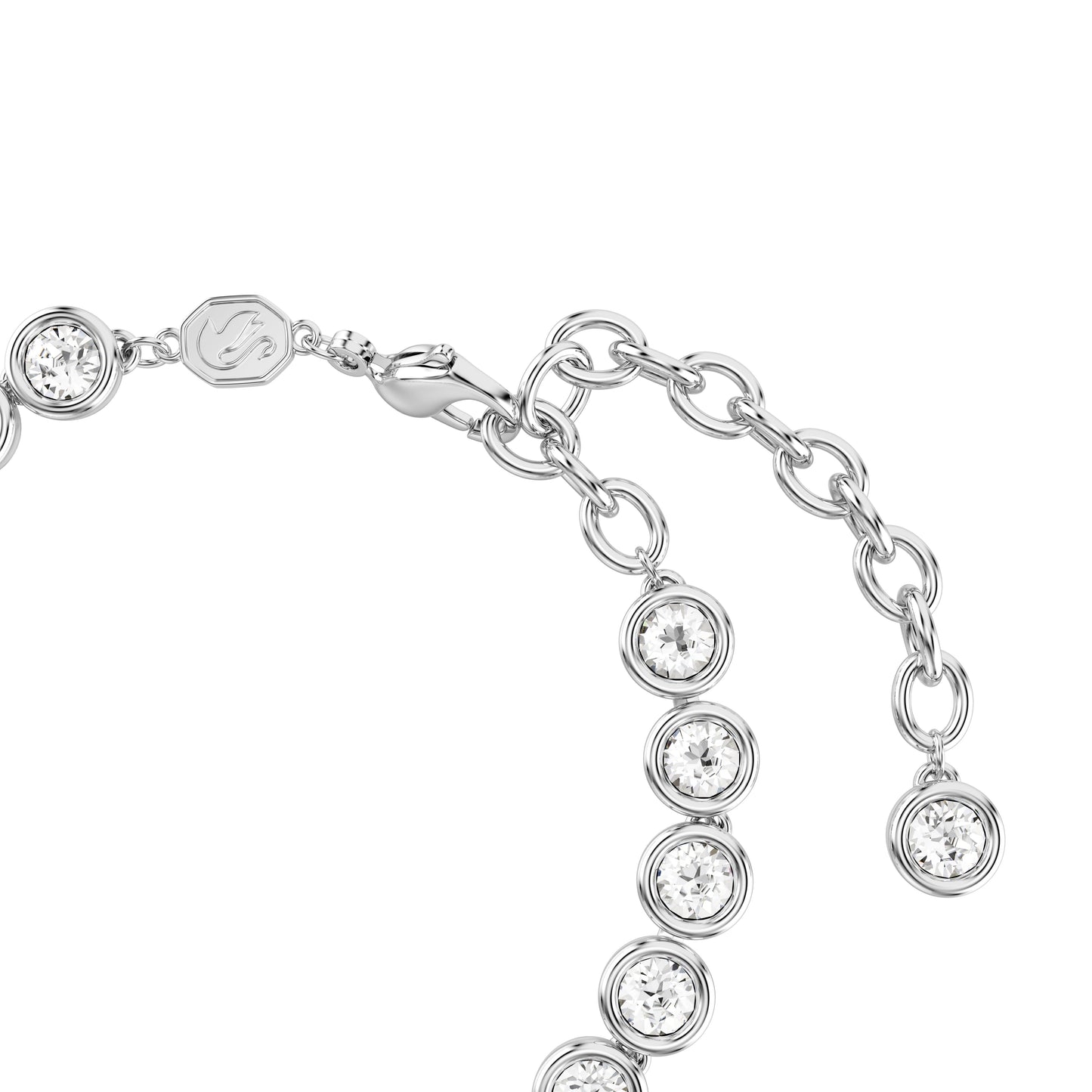 Imber Tennis bracelet, Round cut, White, Rhodium plated