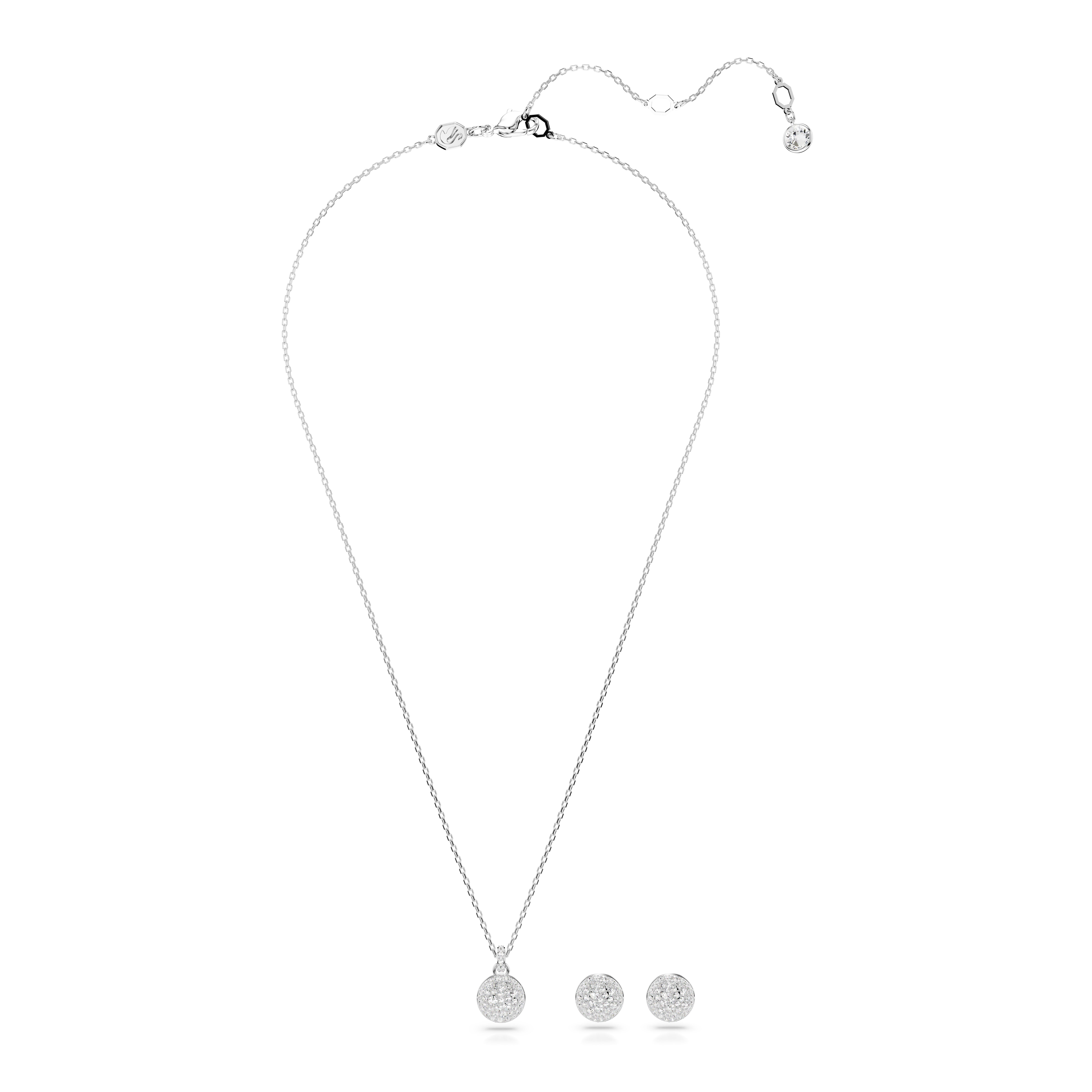 Meteora set, White, Rhodium plated