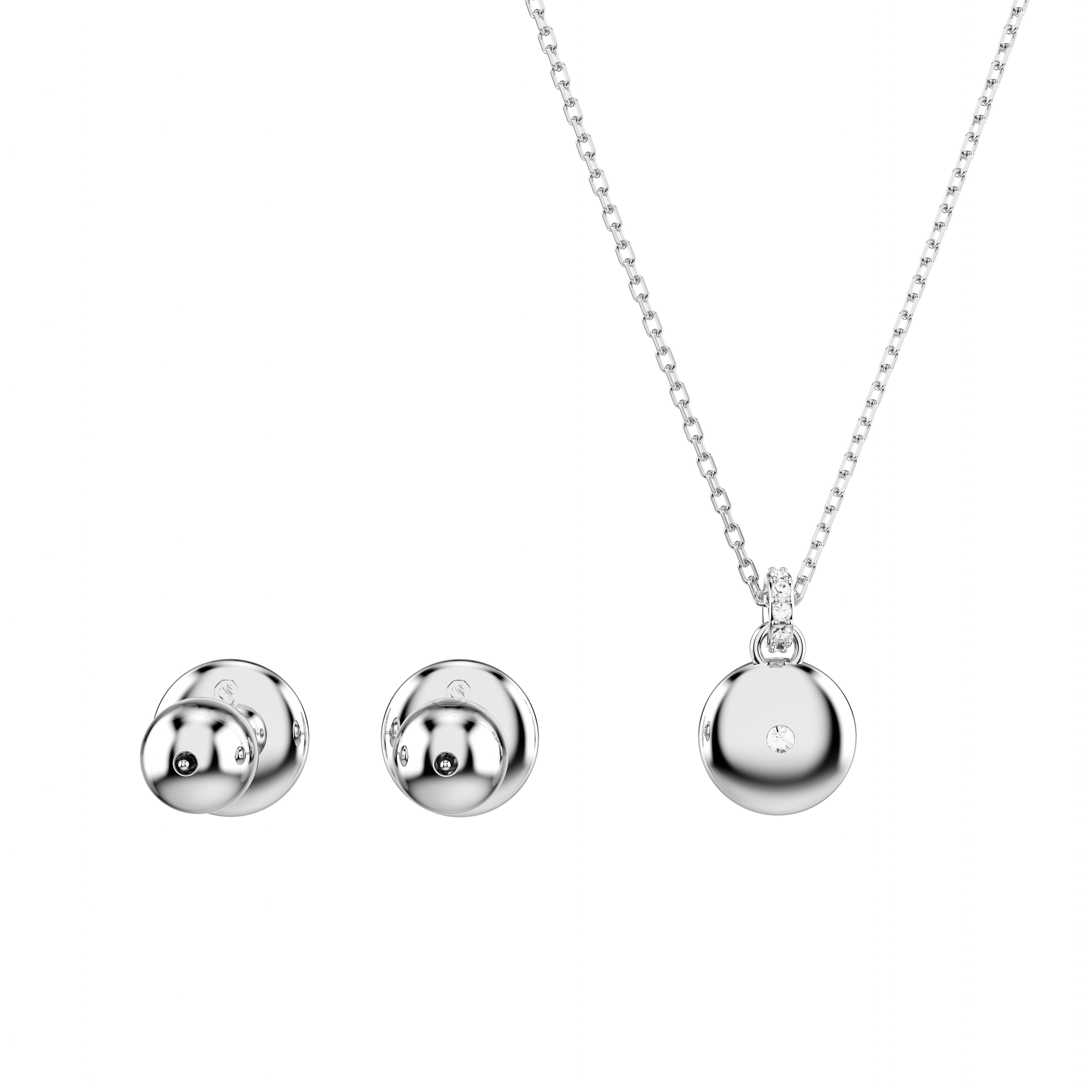 Meteora set, White, Rhodium plated