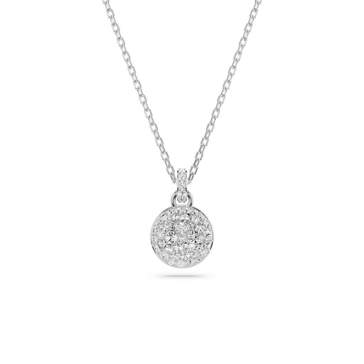 Meteora pendant, White, Rhodium plated