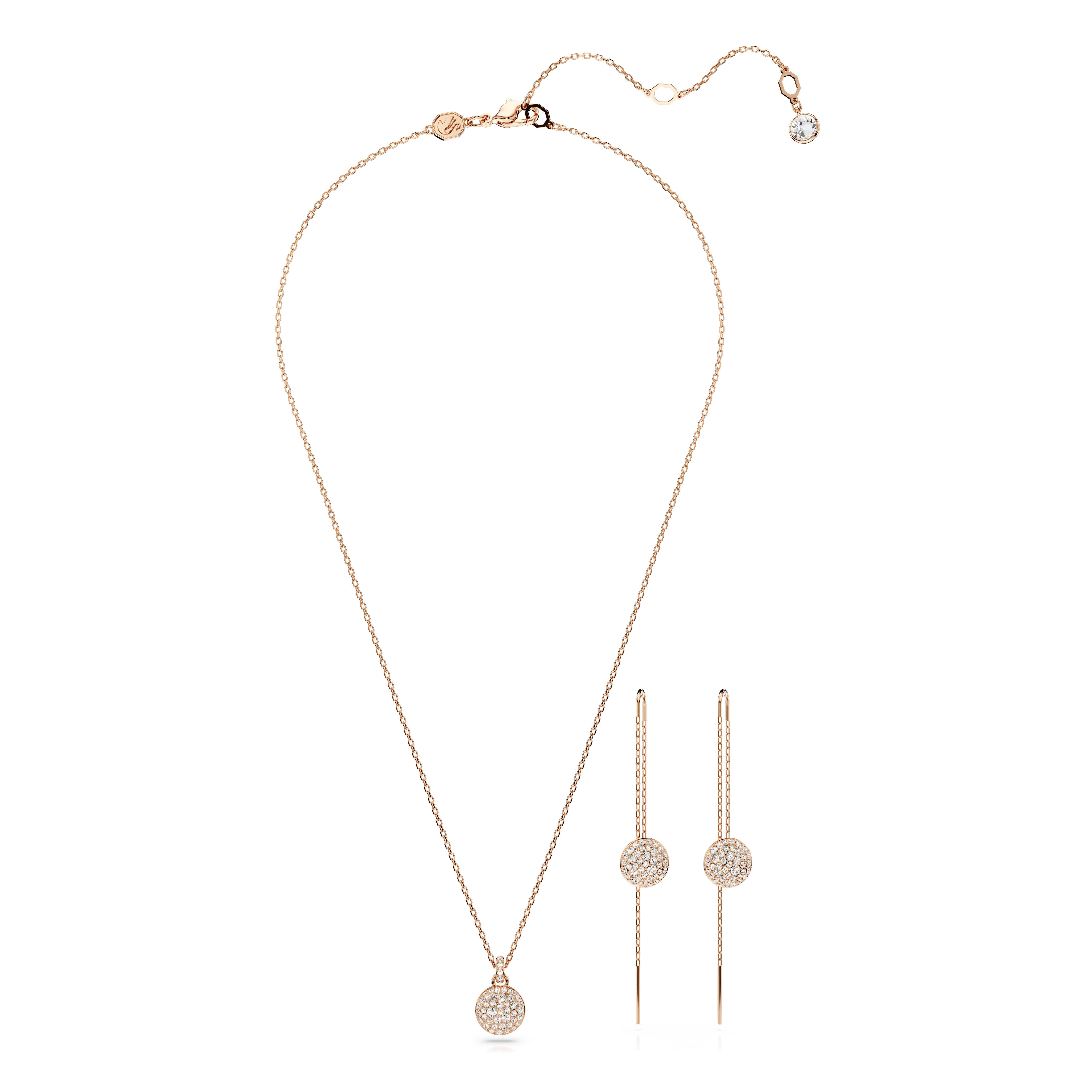 Meteora set, White, Rose gold-tone plated