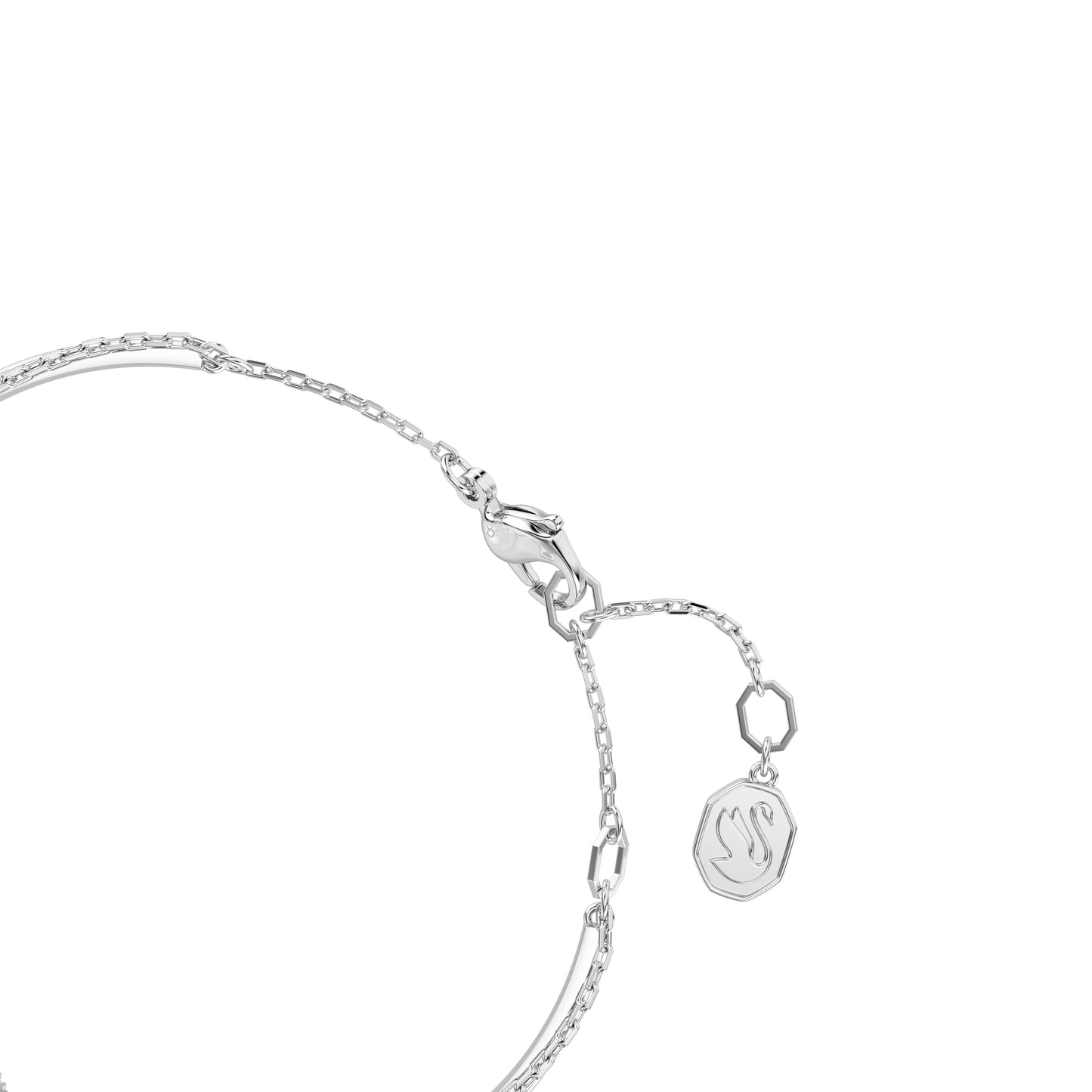 Hyperbola bangle, Infinity, White, Rhodium plated