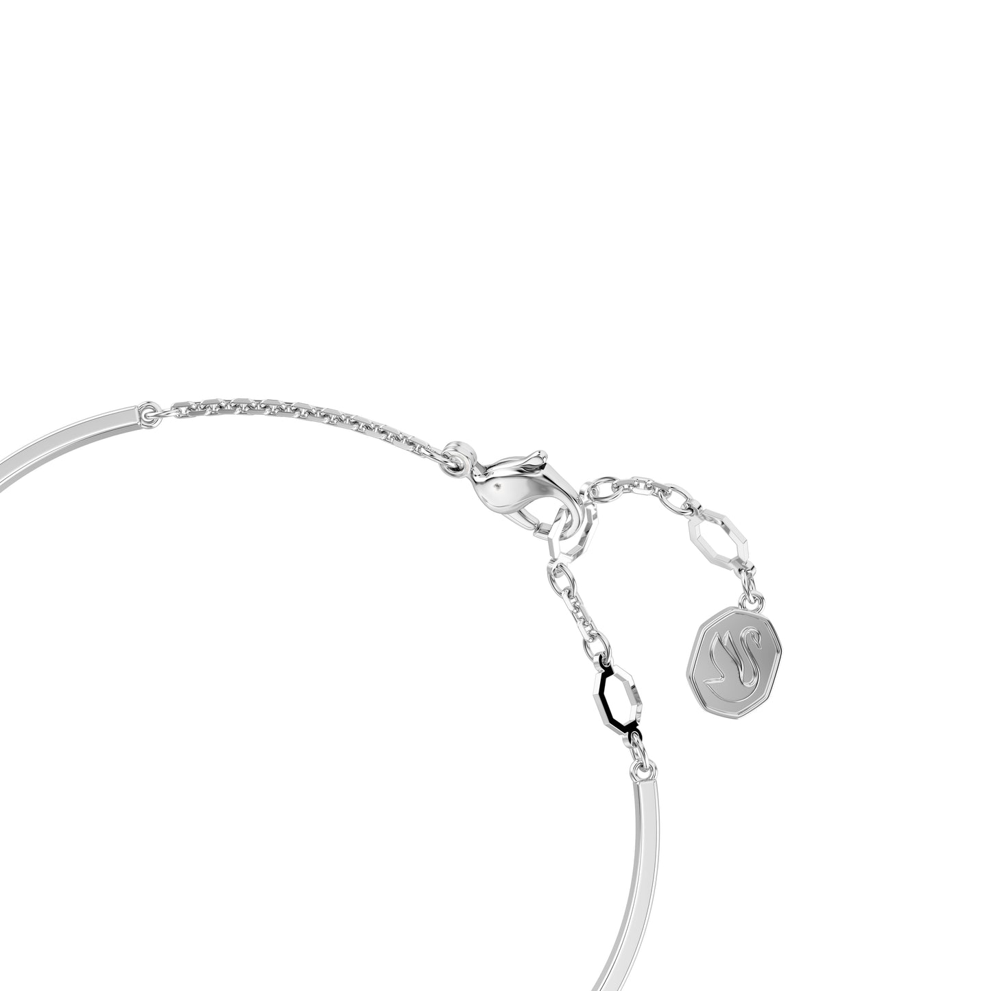 Hyperbola bangle, Heart, White, Rhodium plated