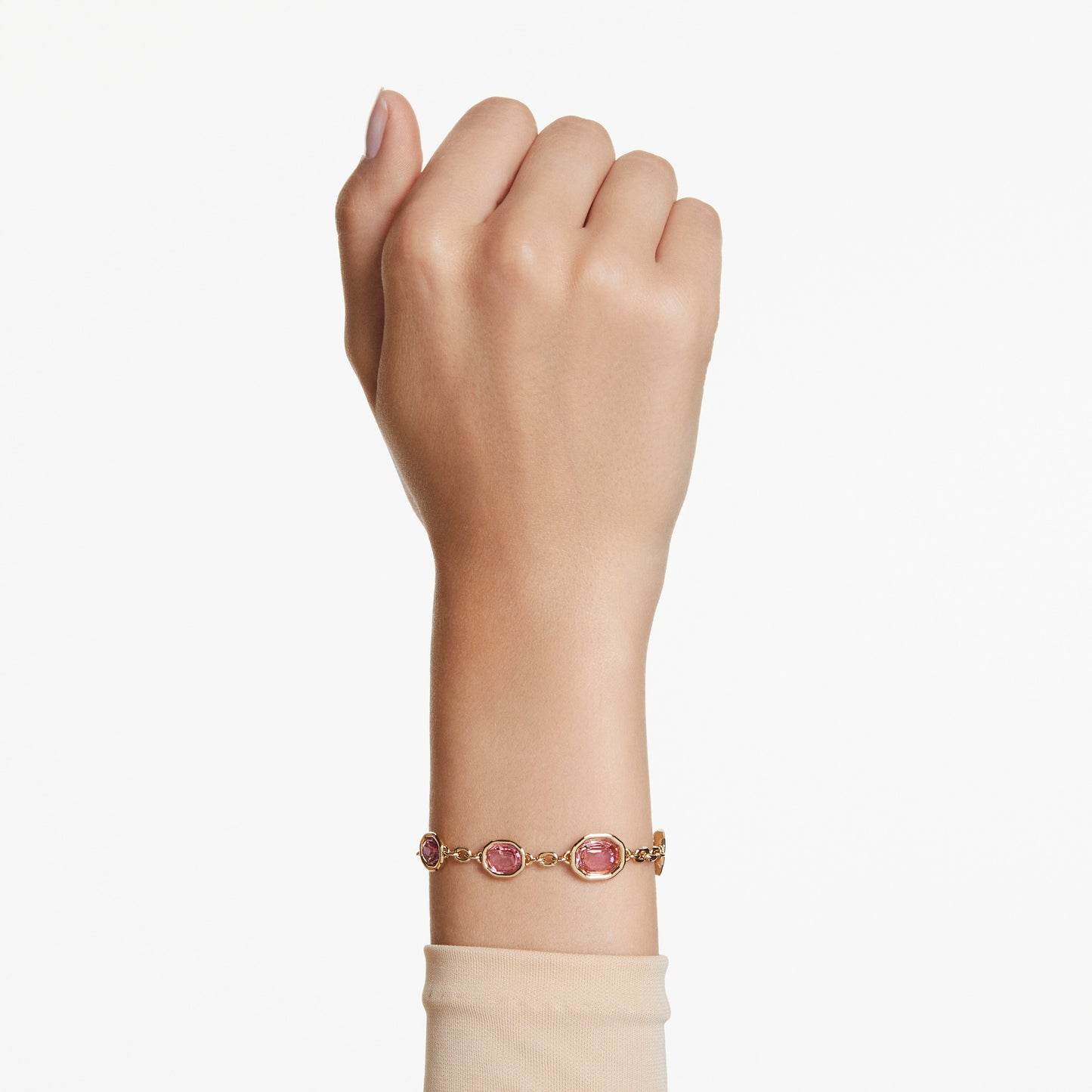 Imber bracelet, Octagon cut, Pink, Gold-tone plated