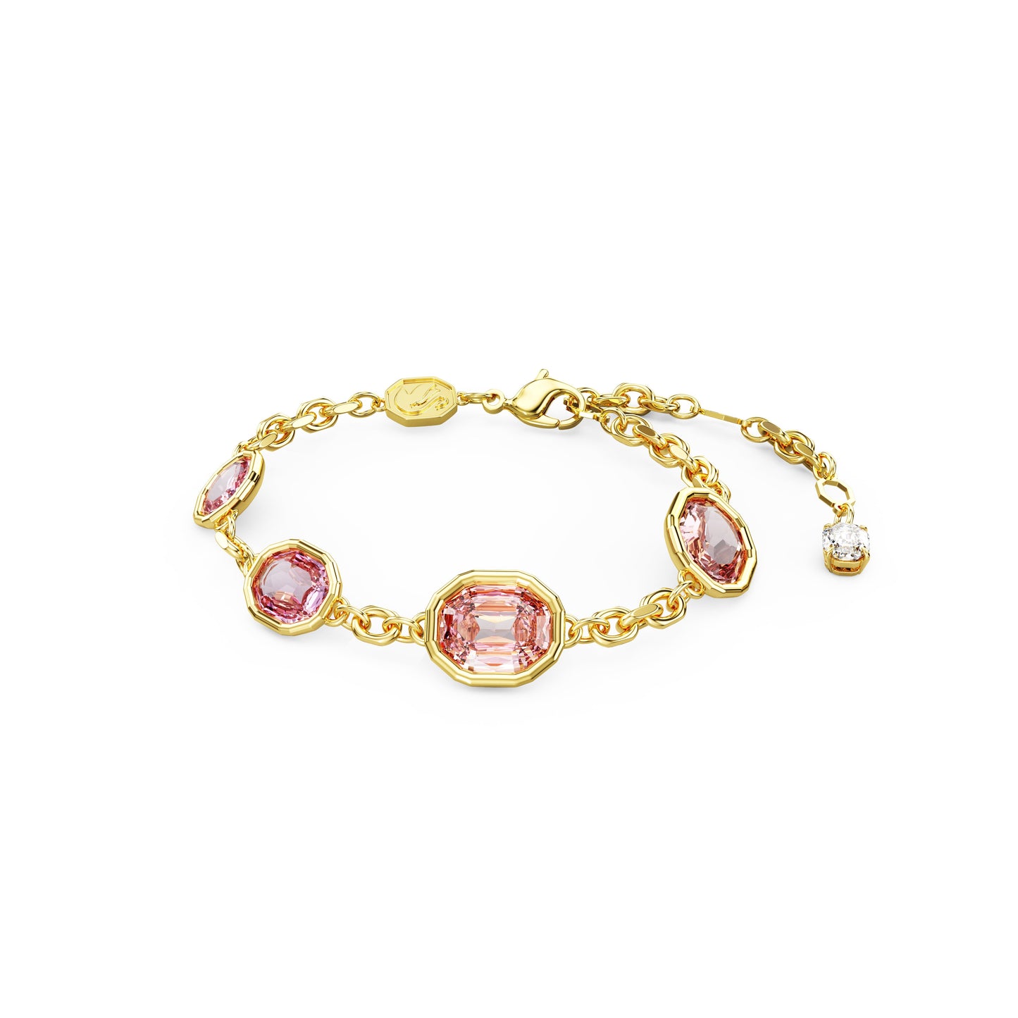 Imber bracelet, Octagon cut, Pink, Gold-tone plated