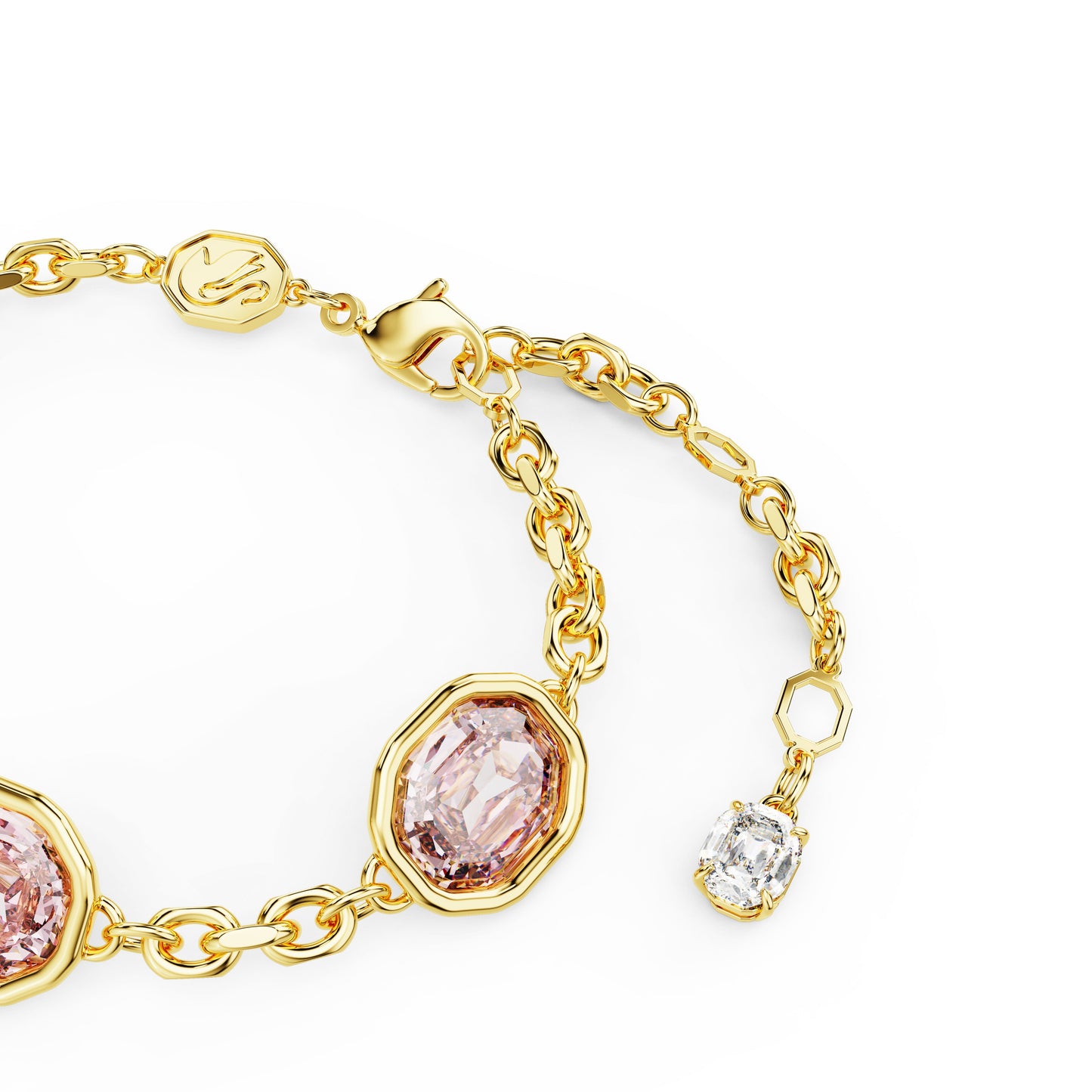 Imber bracelet, Octagon cut, Pink, Gold-tone plated