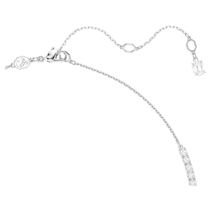 Matrix Y necklace, Crystal pearl, Round cut, White, Rhodium plated