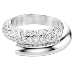 Dextera ring, White, Rhodium plated