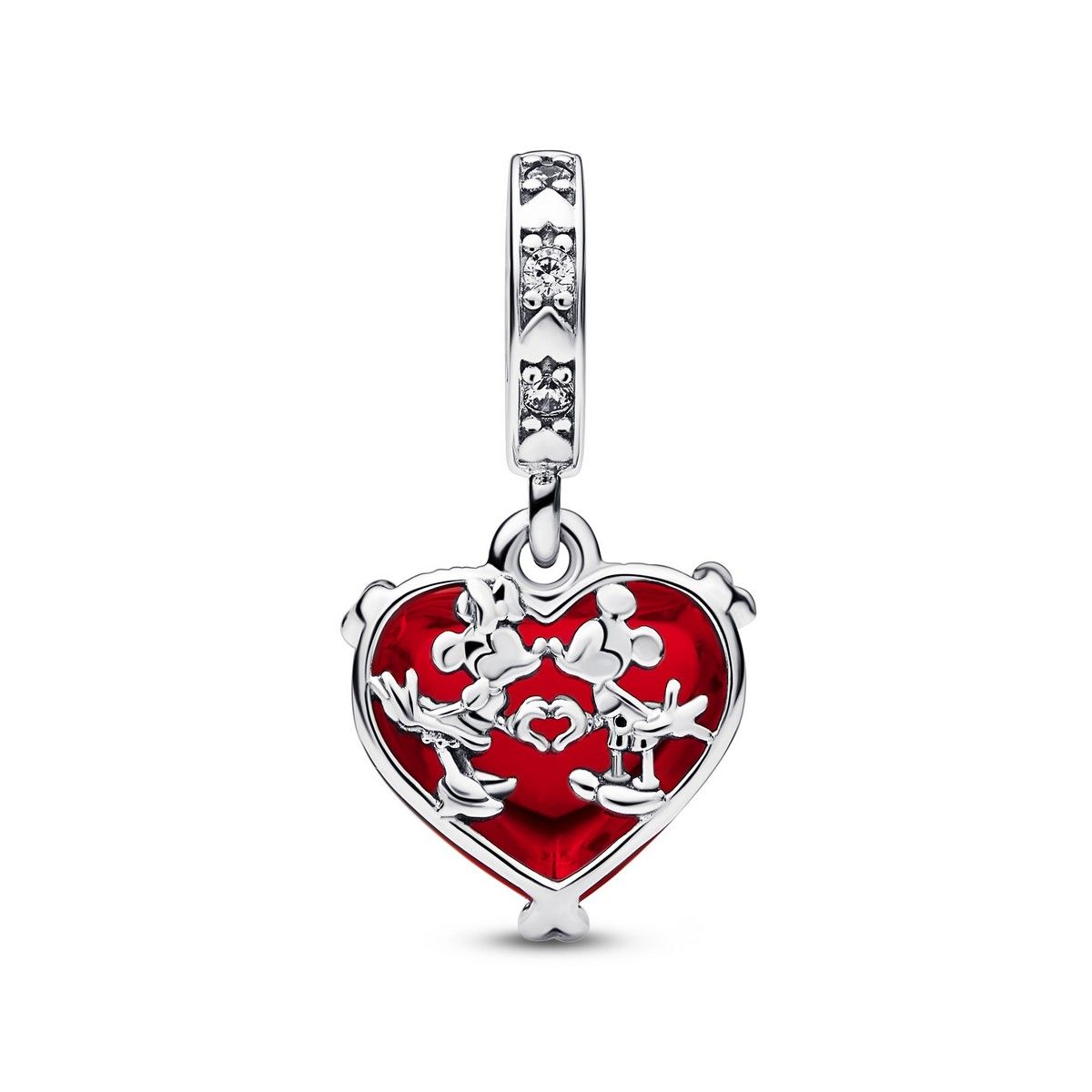 Pandora Disney Mickey & Minnie Mouse Kiss Roter Muranoglas-Anhänger 792522C01