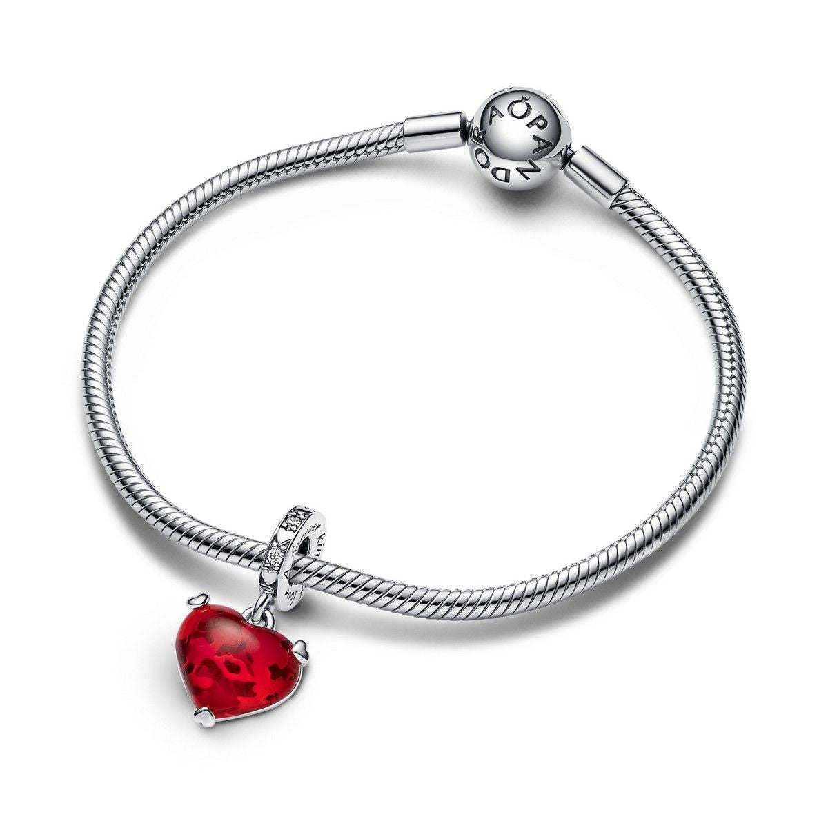 Pandora Disney Mickey & Minnie Mouse Kiss Roter Muranoglas-Anhänger 792522C01