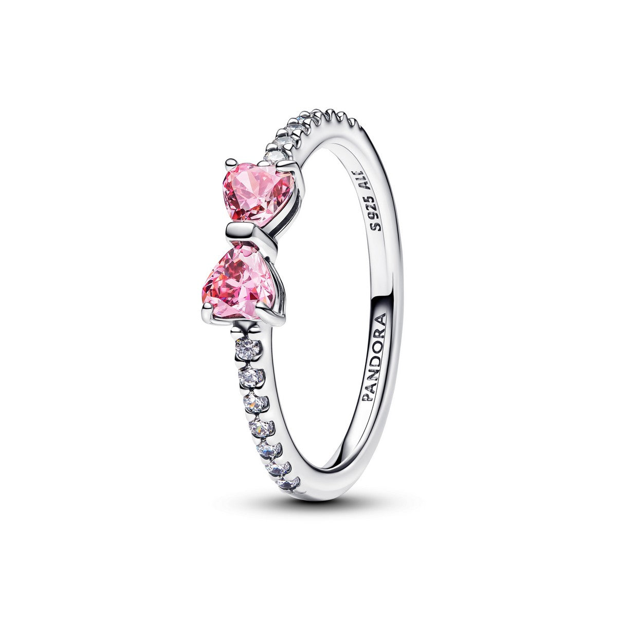 PND Bague scintillante avec noeud rose 