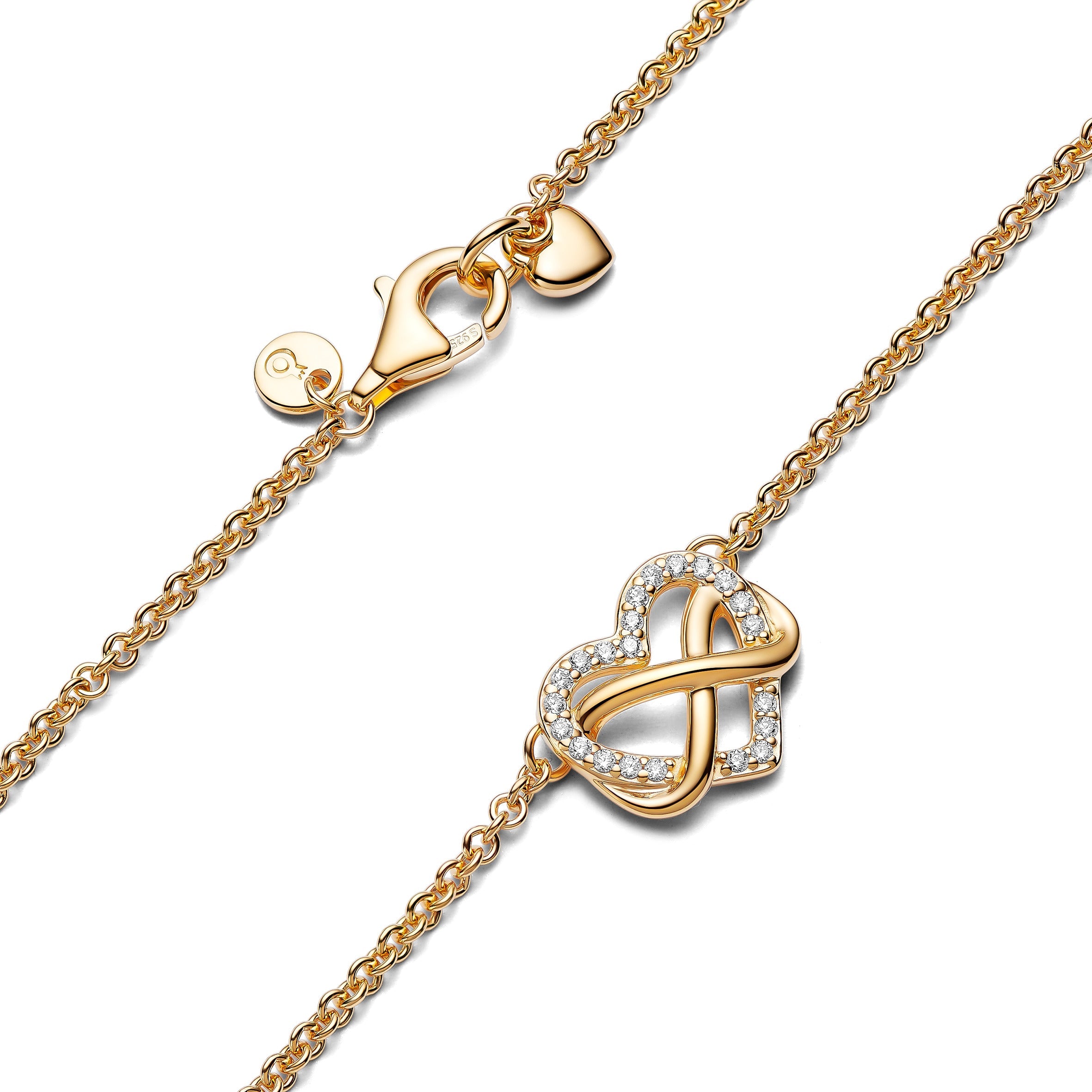 Collier PND Infinity Heart plaqué or 14 carats avec zircons cubiques 362666C01