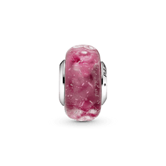 Perle en verre de Murano rose chic ondulée