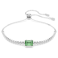 Matrix Tennis bracelet, Mixed cuts, Green, Rhodium plated