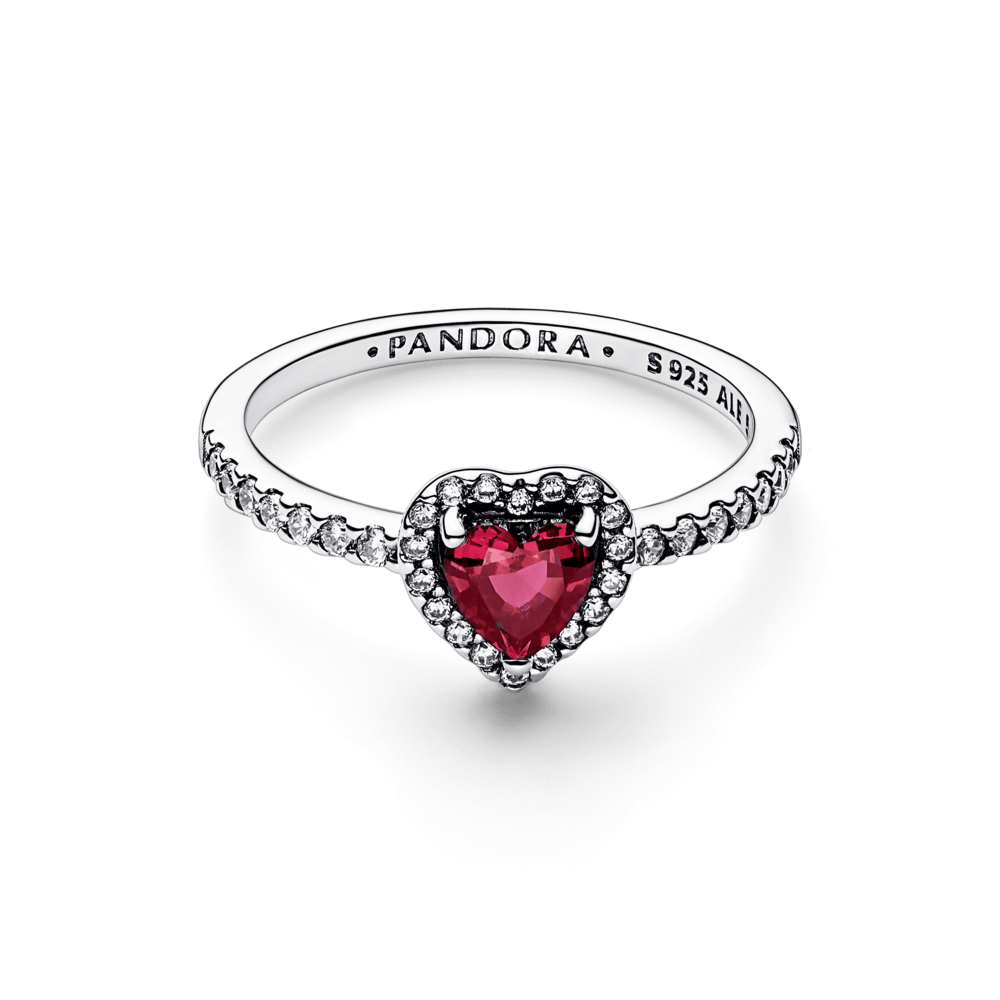 Bague coeur rouge agrandie