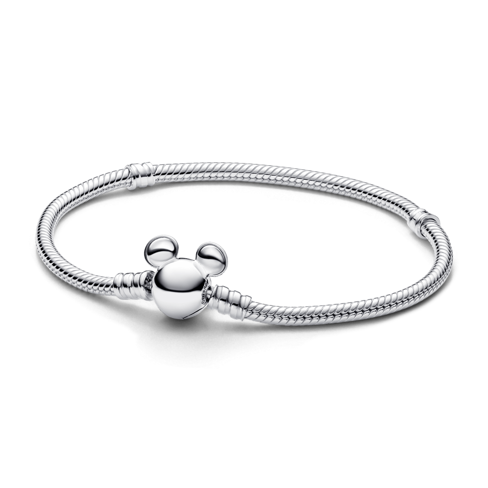 Pandora Moments Schlangenleder-Charm-Armband mit Disney-Micky-Maus-Verschluss