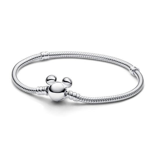 Pandora Moments Schlangenleder-Charm-Armband mit Disney-Micky-Maus-Verschluss