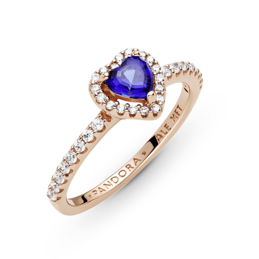 Bague coeur en relief bleu vif