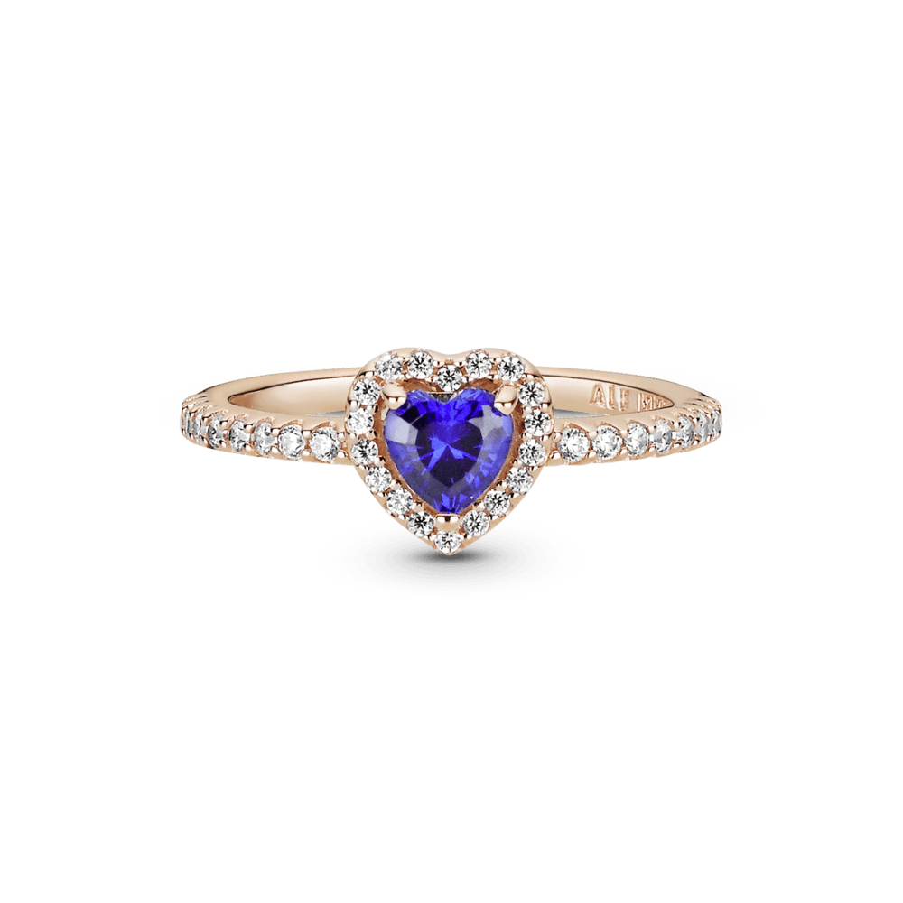 Bague coeur en relief bleu vif