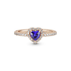 Bague coeur en relief bleu vif