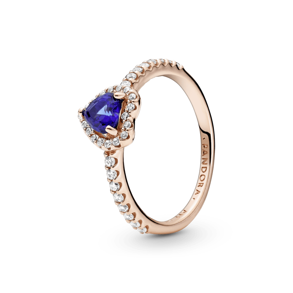 Bague coeur en relief bleu vif