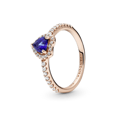 Bague coeur en relief bleu vif