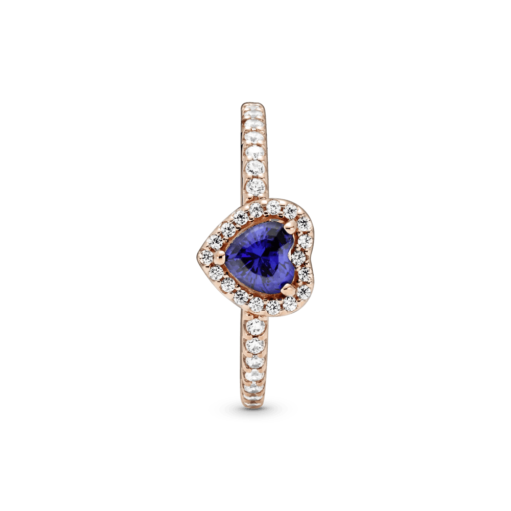 Bague coeur en relief bleu vif