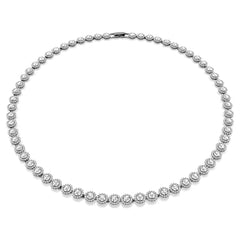 Una necklace, Round cut, Long, White, Ruthenium plated