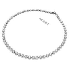 Una necklace, Round cut, Long, White, Ruthenium plated