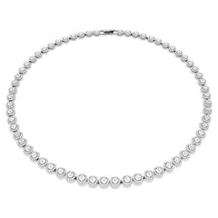 Una necklace, Round cut, Long, White, Ruthenium plated